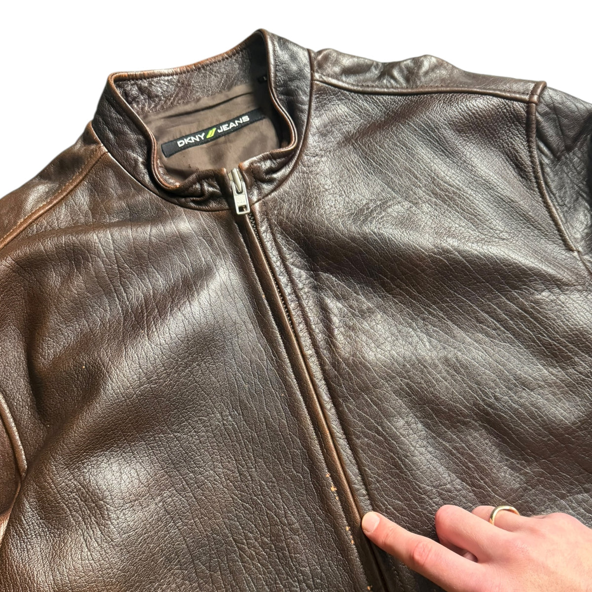 2000's DKNY Jeans Leather Jacket (L)