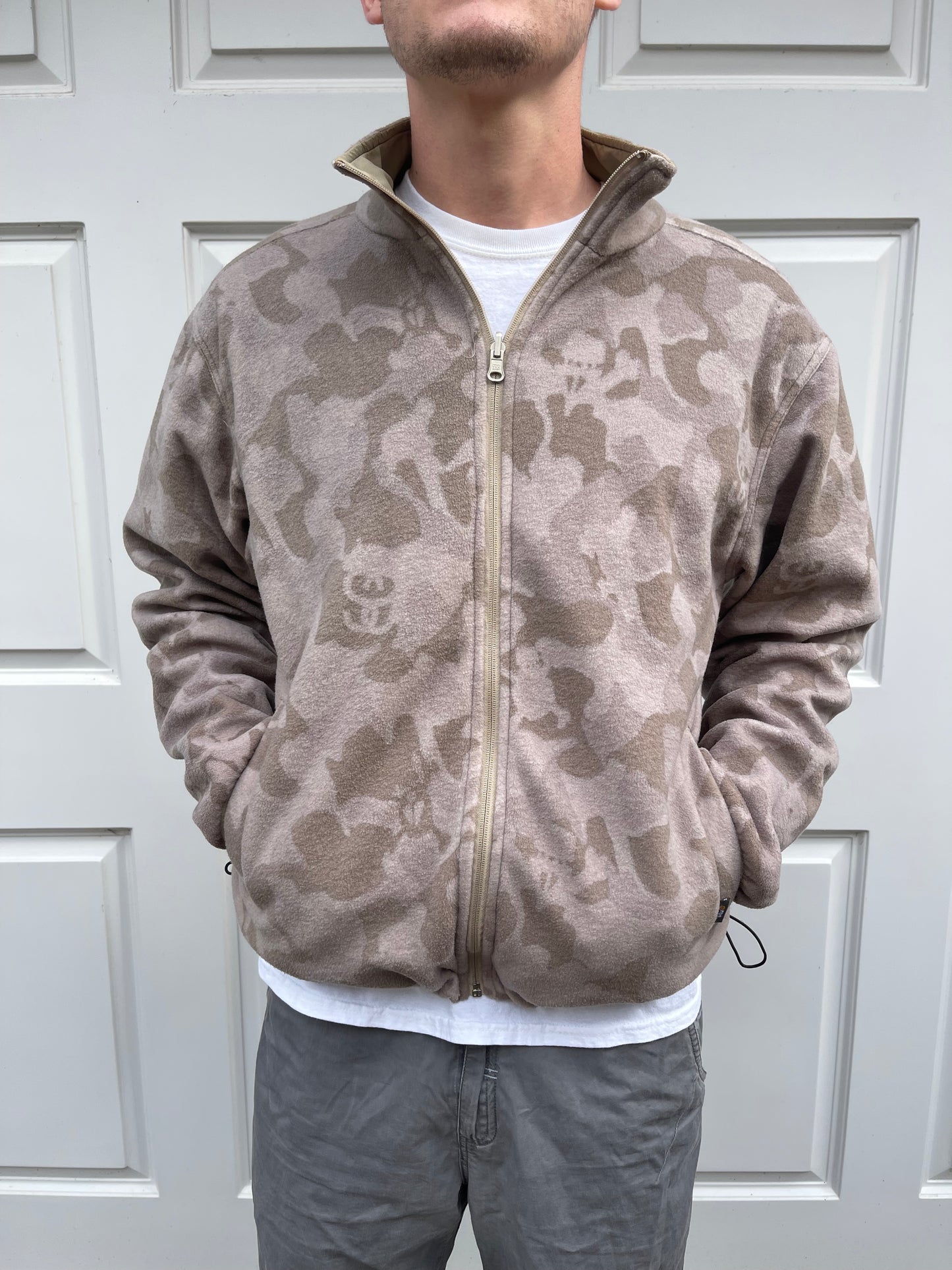 90's Stussy Reversible Camo Fleece Jacket (M)