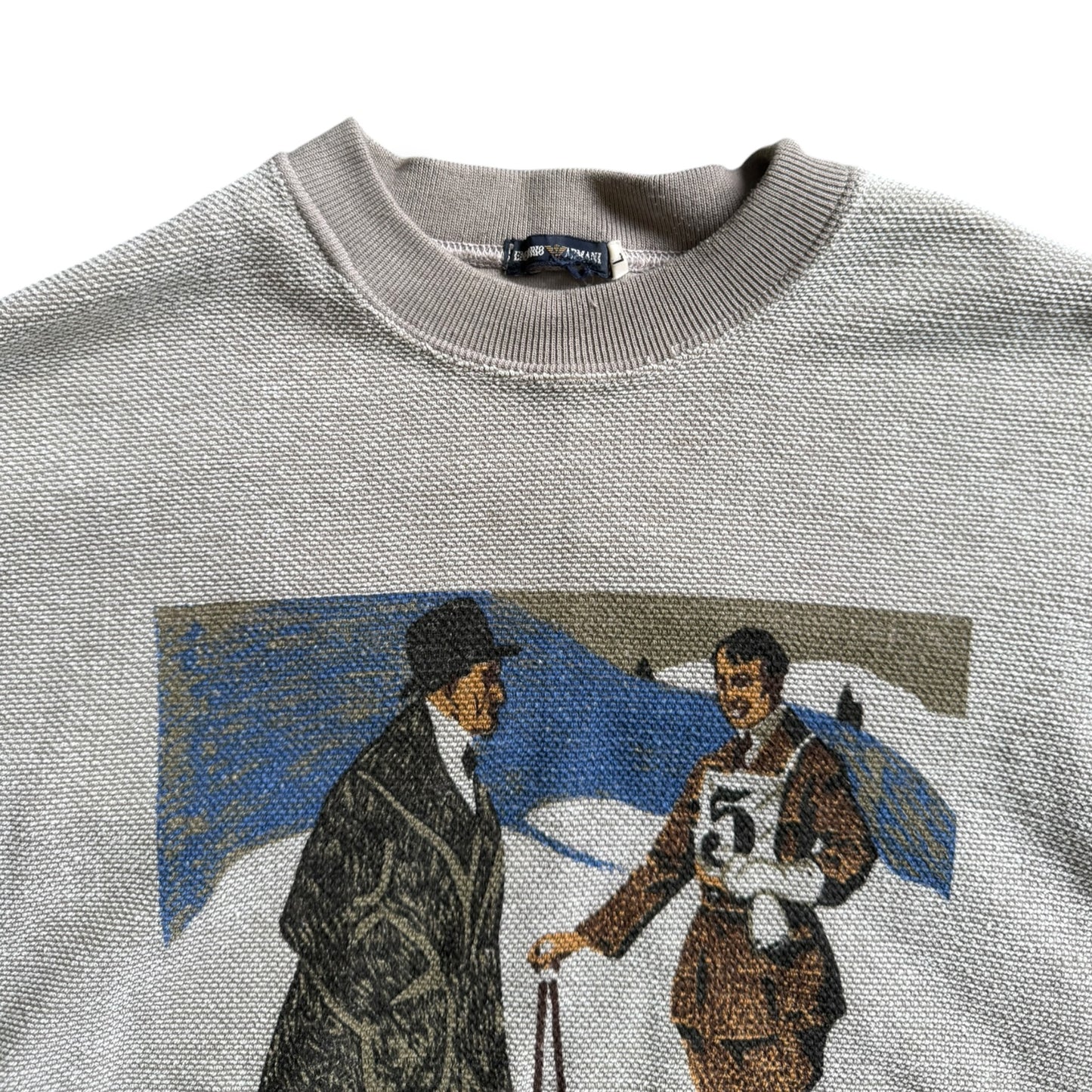 1980's Emporio Armani 'Cut & Sewn' Waffle Sweatshirt (L)