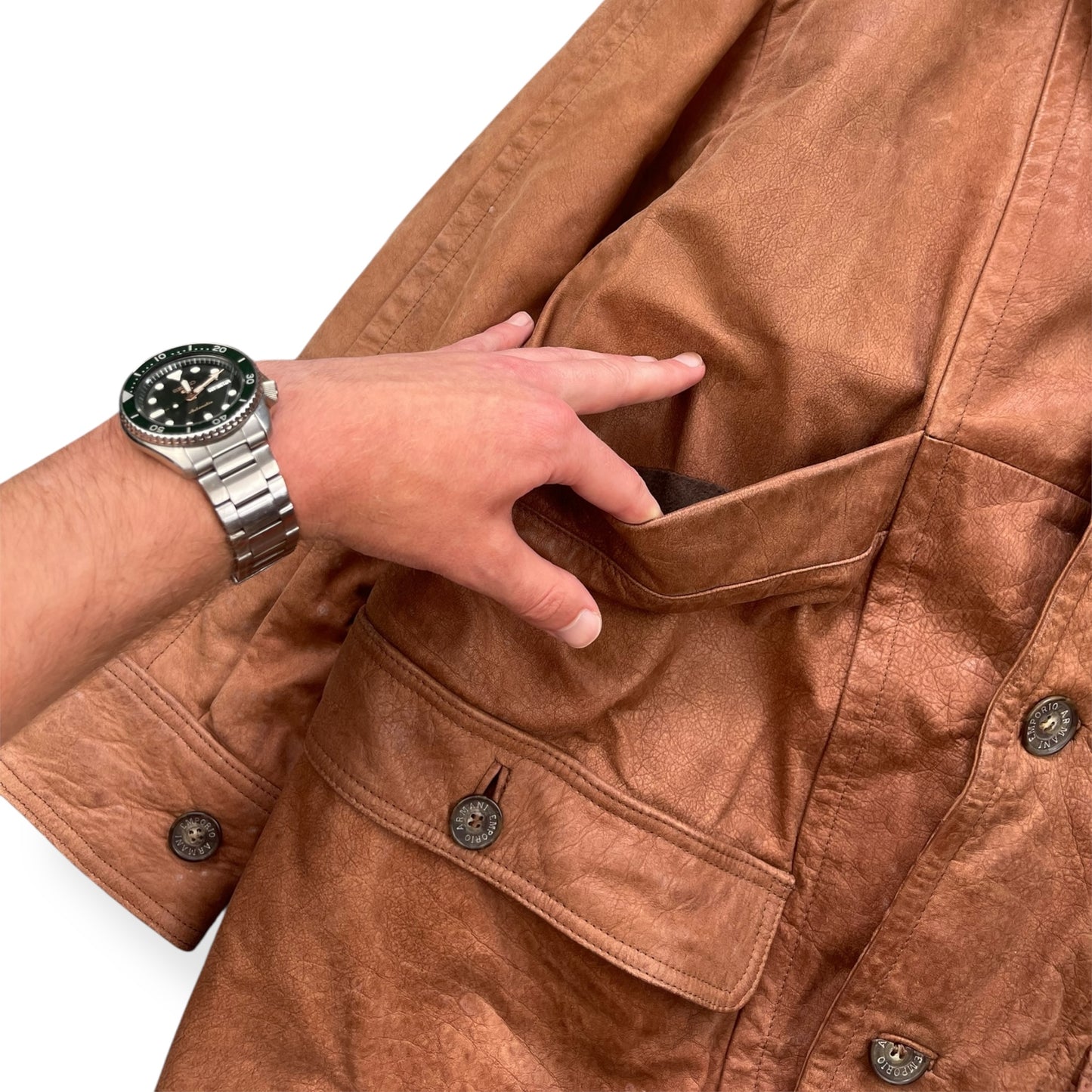 1980's Emporio Armani Leather Flight Jacket (L/XL)