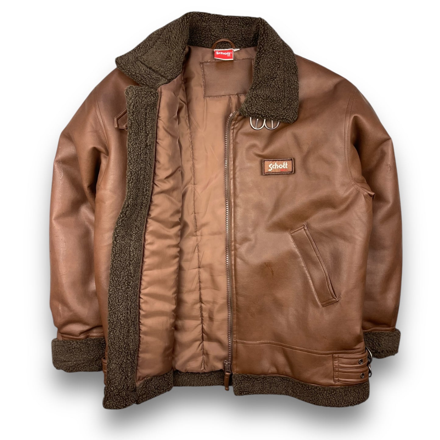 2000's Schott Faux Leather Aviator Jacket (L)