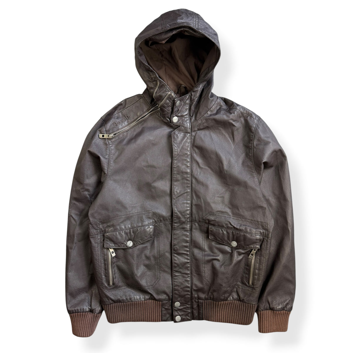 2000's Bench Asymmetric Zip Leather Jacket (L)