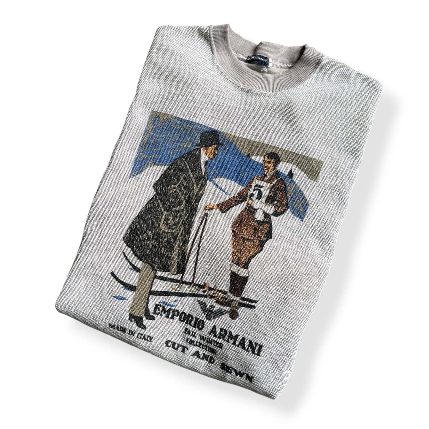 1980's Emporio Armani 'Cut & Sewn' Waffle Sweatshirt (L)