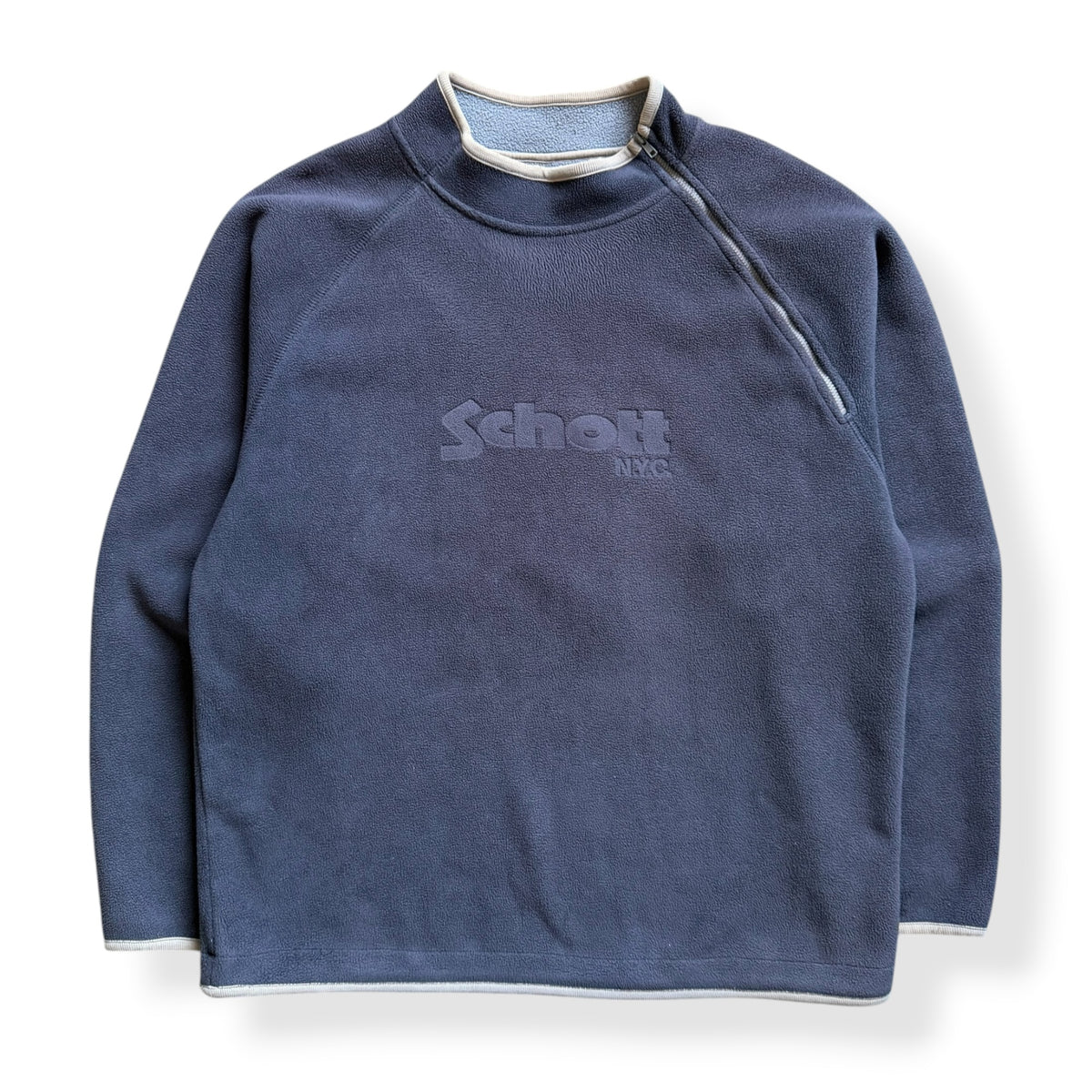 2000's Schott Asymmetric Zip Fleece Sweatshirt (L)