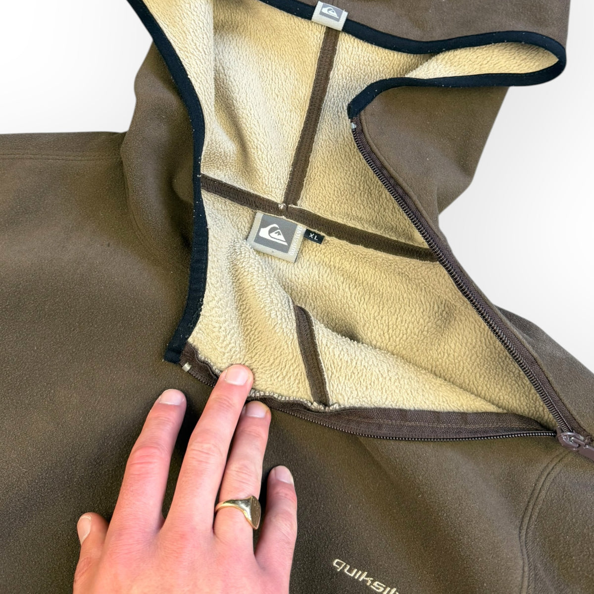 Quiksilver Shoulder Zip Fleece Hoodie Brown (XL)