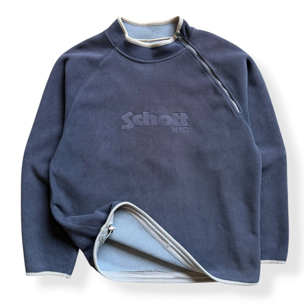 2000's Schott Asymmetric Zip Fleece Sweatshirt (L)