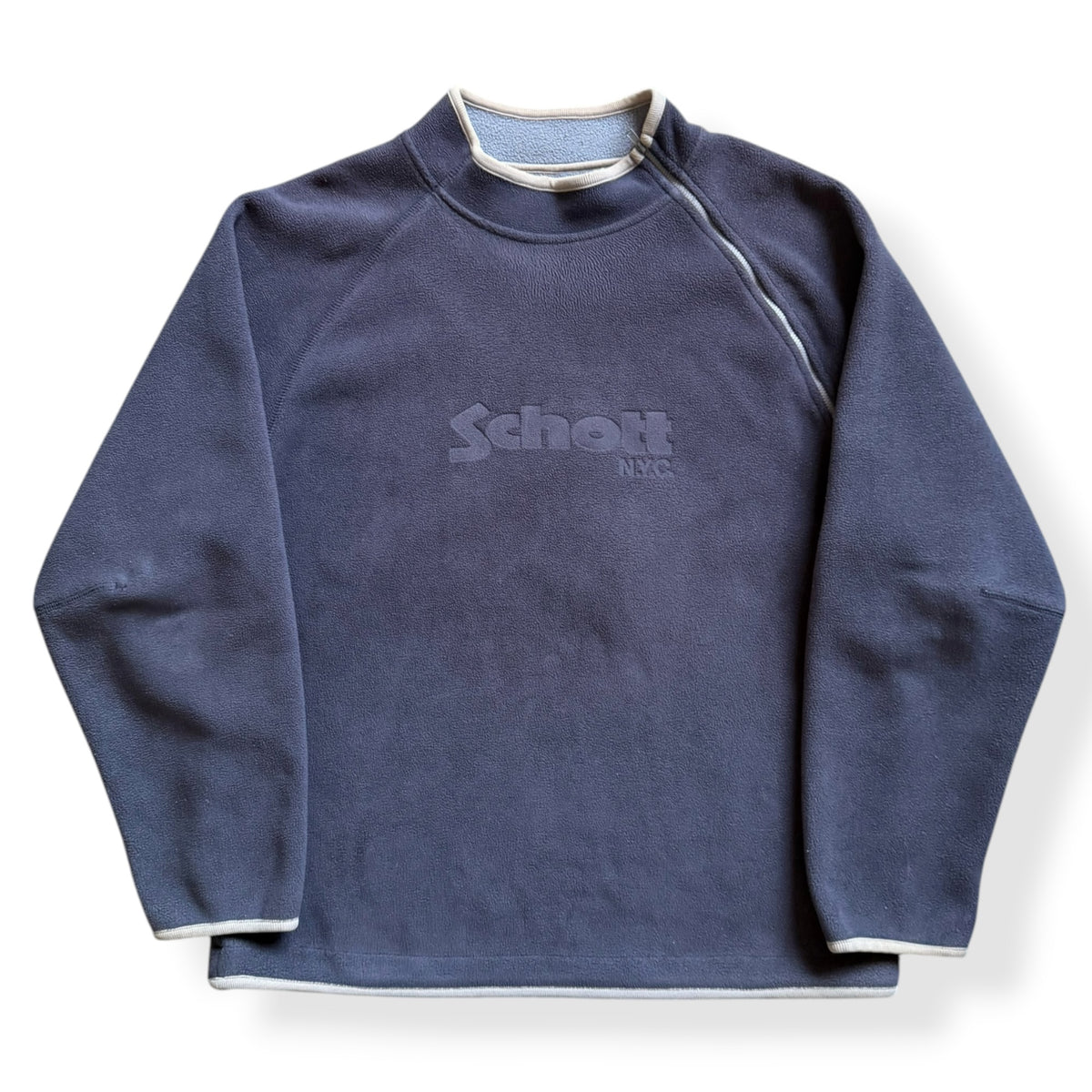 2000's Schott Asymmetric Zip Fleece Sweatshirt (L)