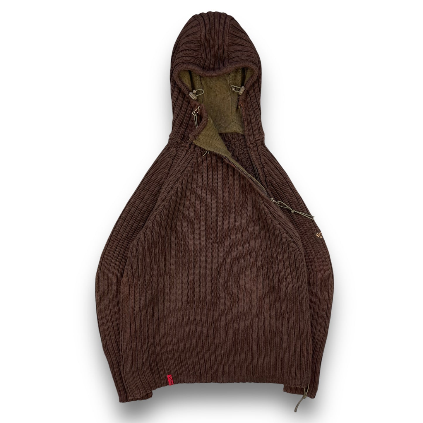 2000's Schott NYC Dual Zip Knitted Balaclava Hoodie (M)