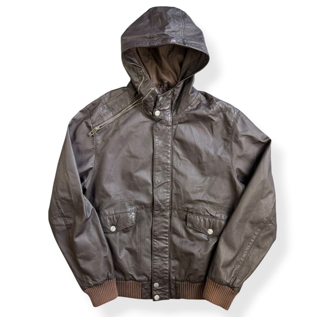 2000's Bench Asymmetric Zip Leather Jacket (L)