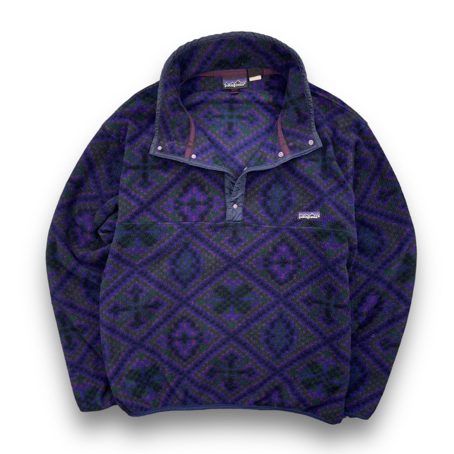 1992 Patagonia Purple Mosaic Snap T Fleece (M)