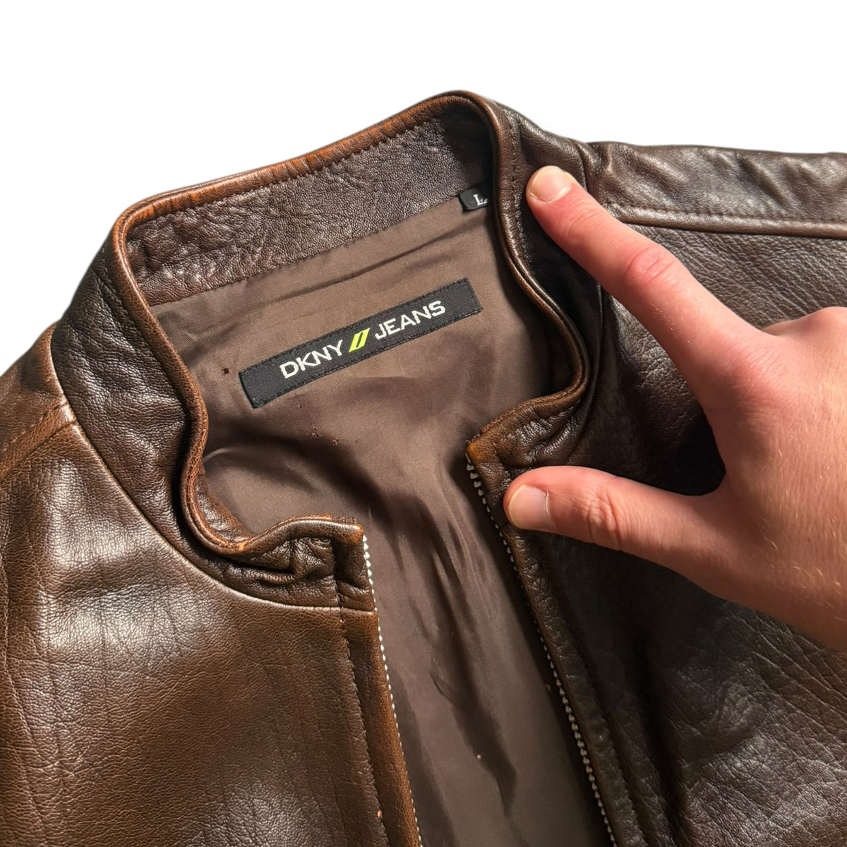 2000's DKNY Jeans Leather Jacket (L)
