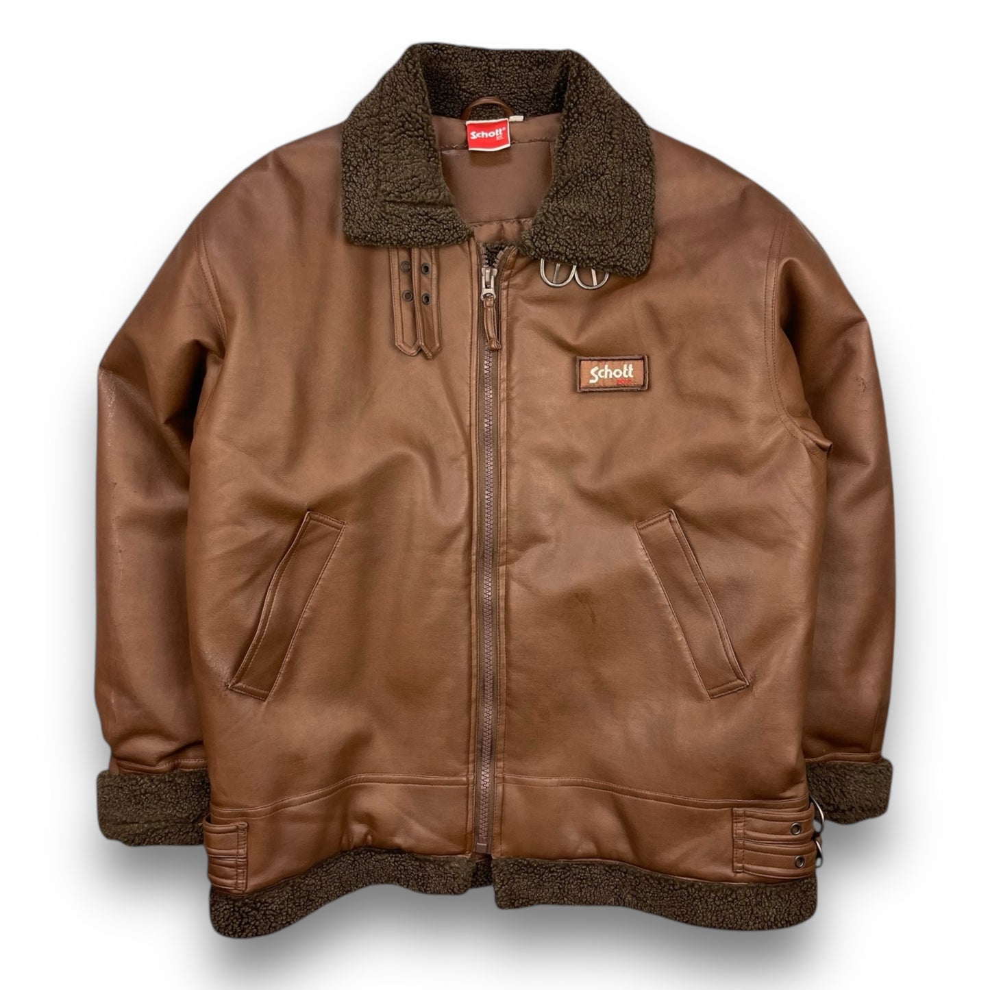 2000's Schott Faux Leather Aviator Jacket (L)