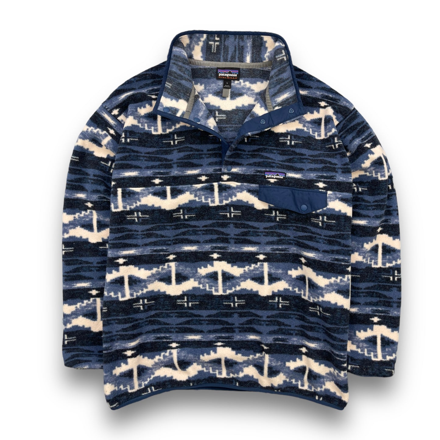 2018 Patagonia Blue Aztec Snap T Fleece (L)