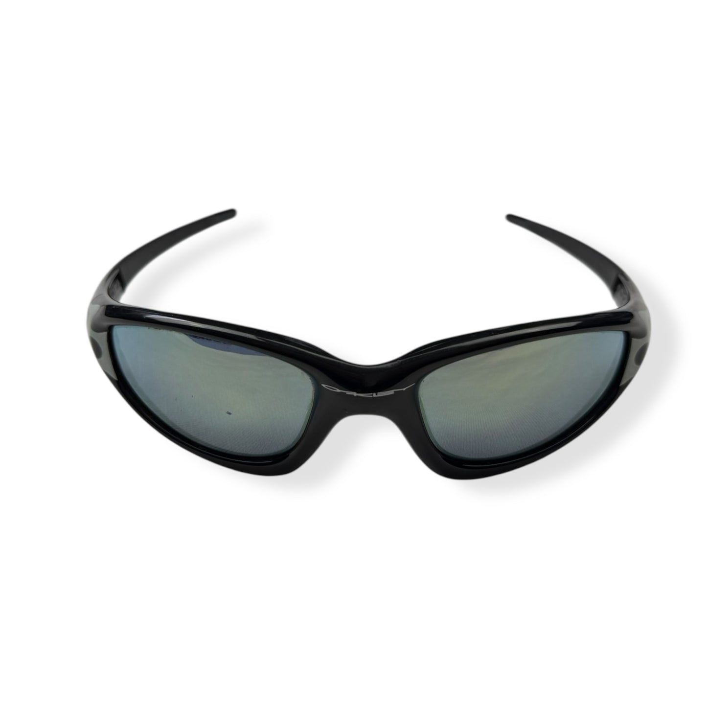 1999 Oakley Straight Jacket Jet Black Emerald Flames/Emerald Lens Sunglasses