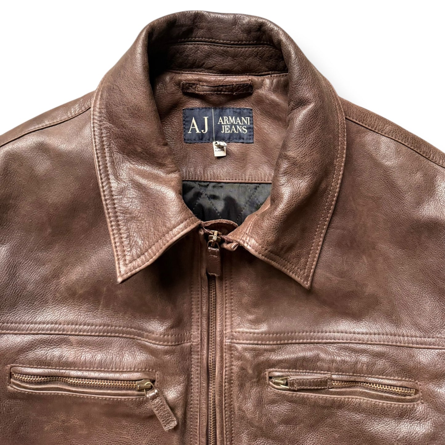 2000's Armani Jeans Leather Jacket (L)