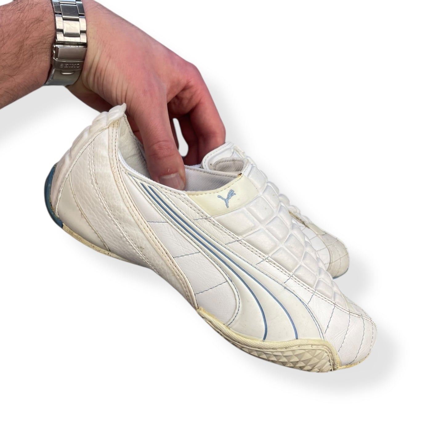 2000's Puma Uke Leather White/Baby Blue (UK4)