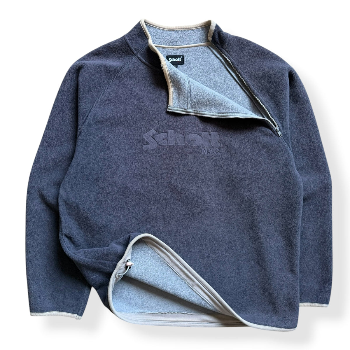 2000's Schott Asymmetric Zip Fleece Sweatshirt (L)