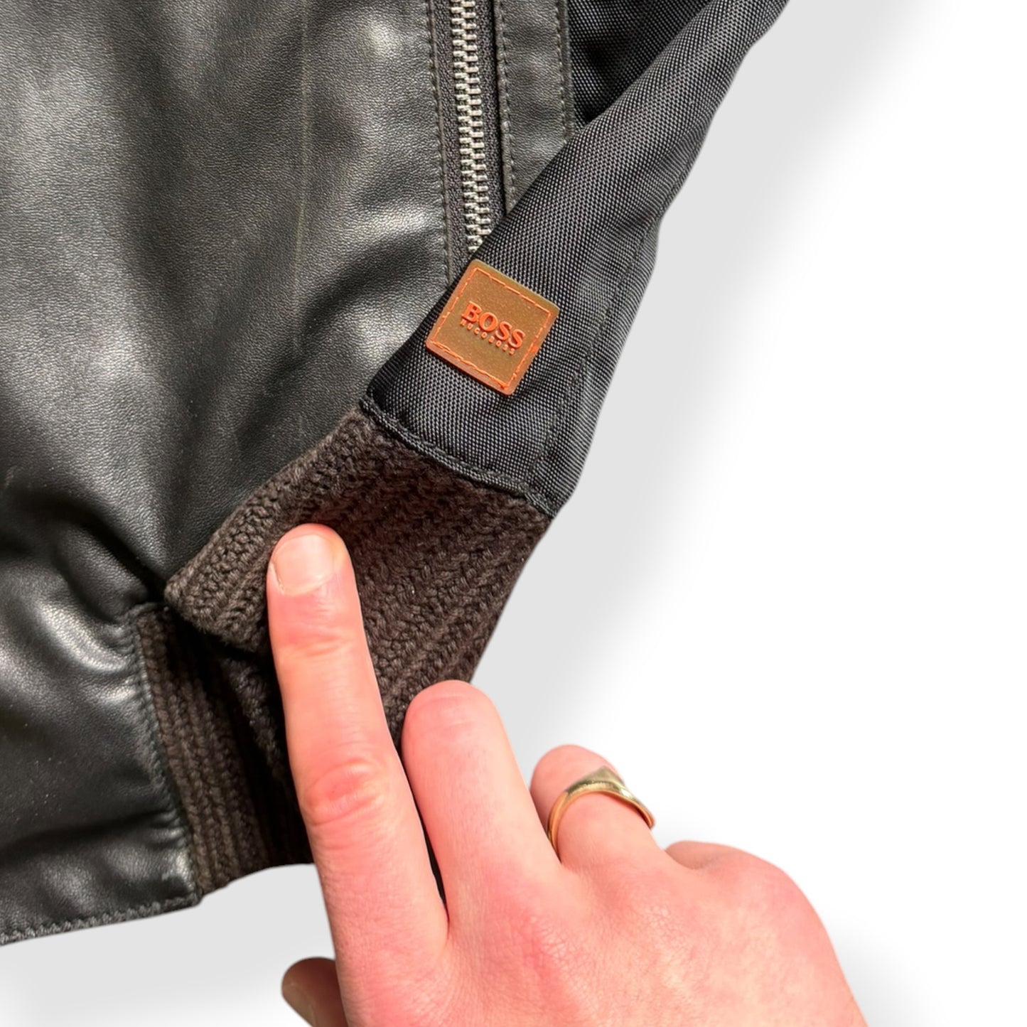 2000's Hugo Boss 'Orange' Multizip Leather Jacket (M)