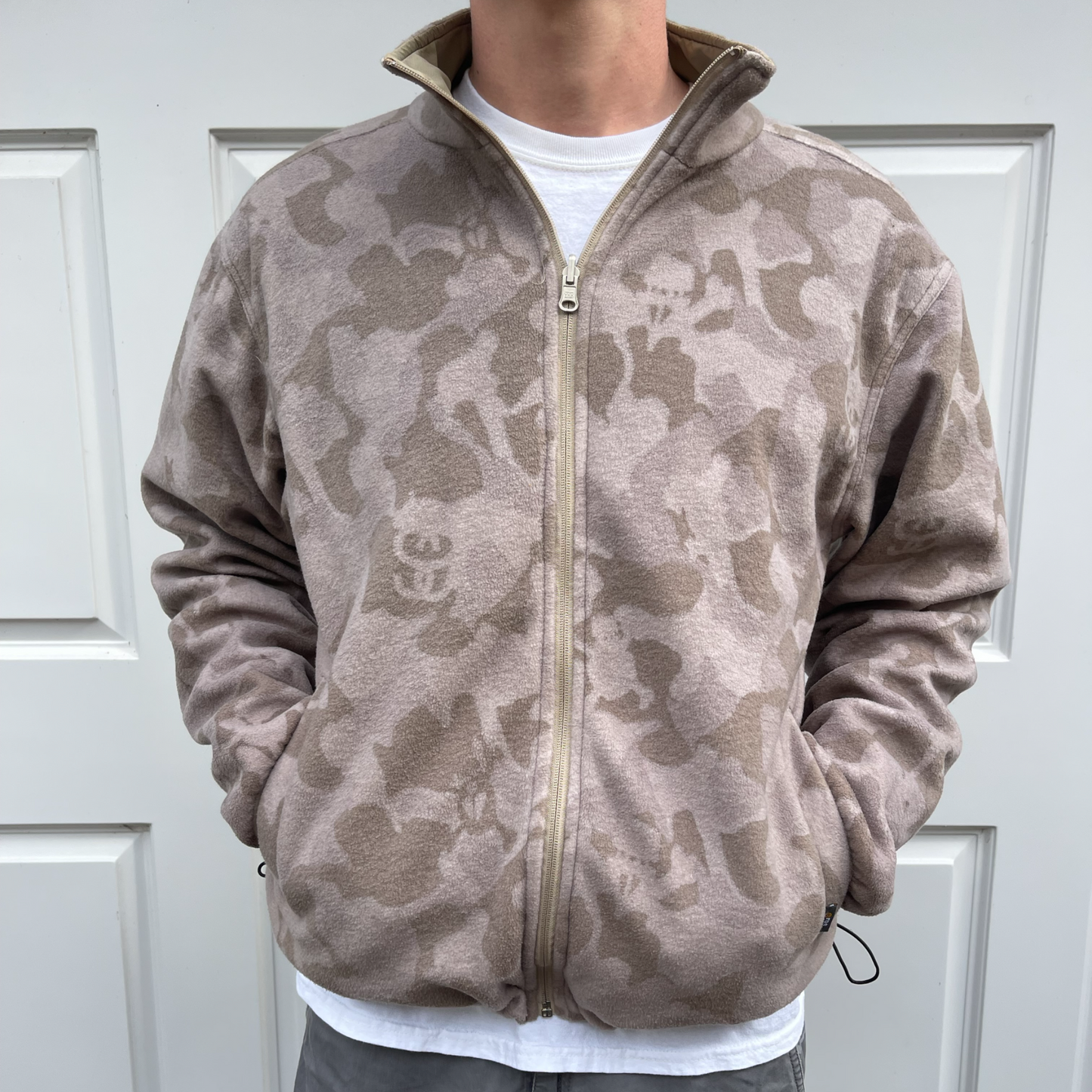 90's Stussy Reversible Camo Fleece Jacket (M)