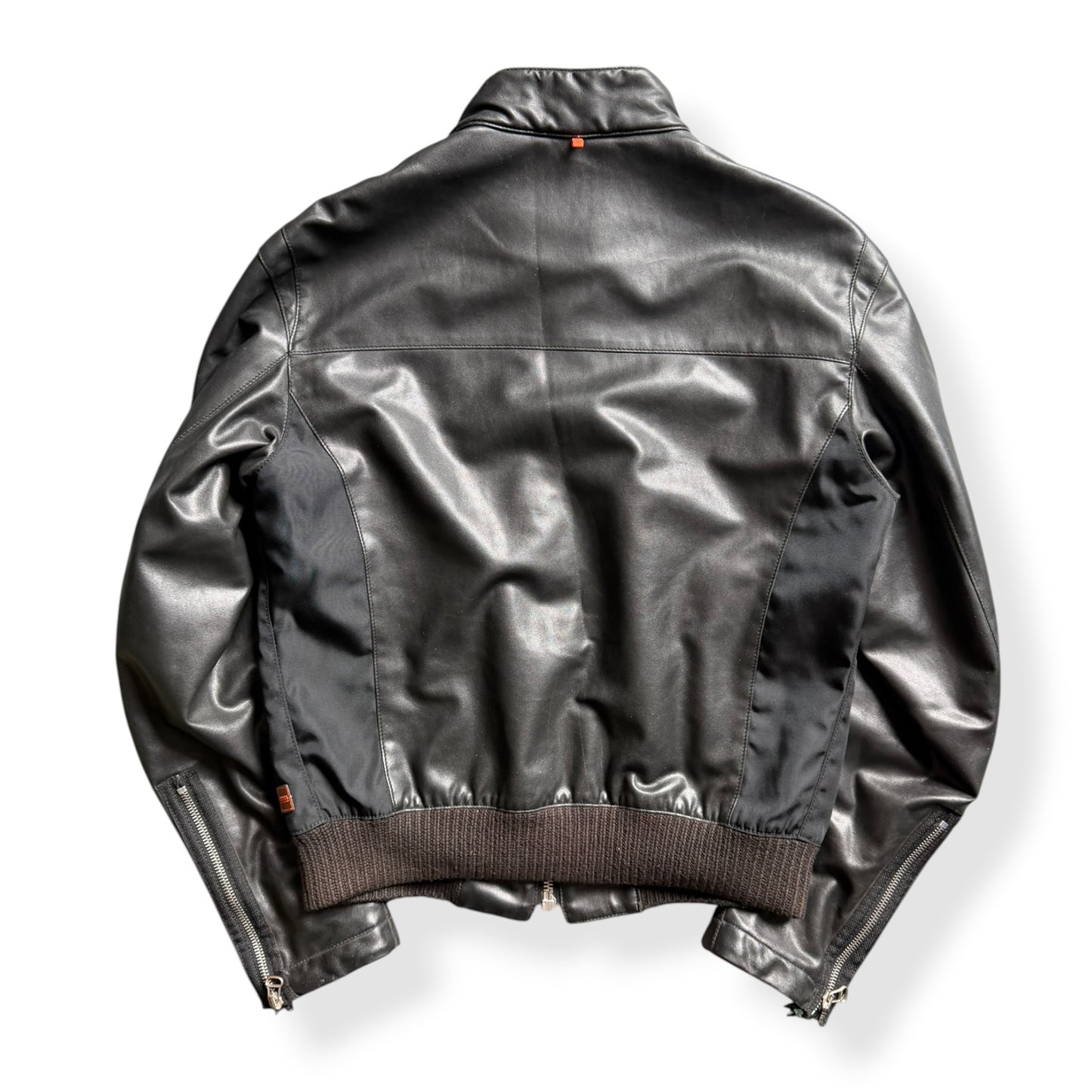 2000's Hugo Boss 'Orange' Multizip Leather Jacket (M)