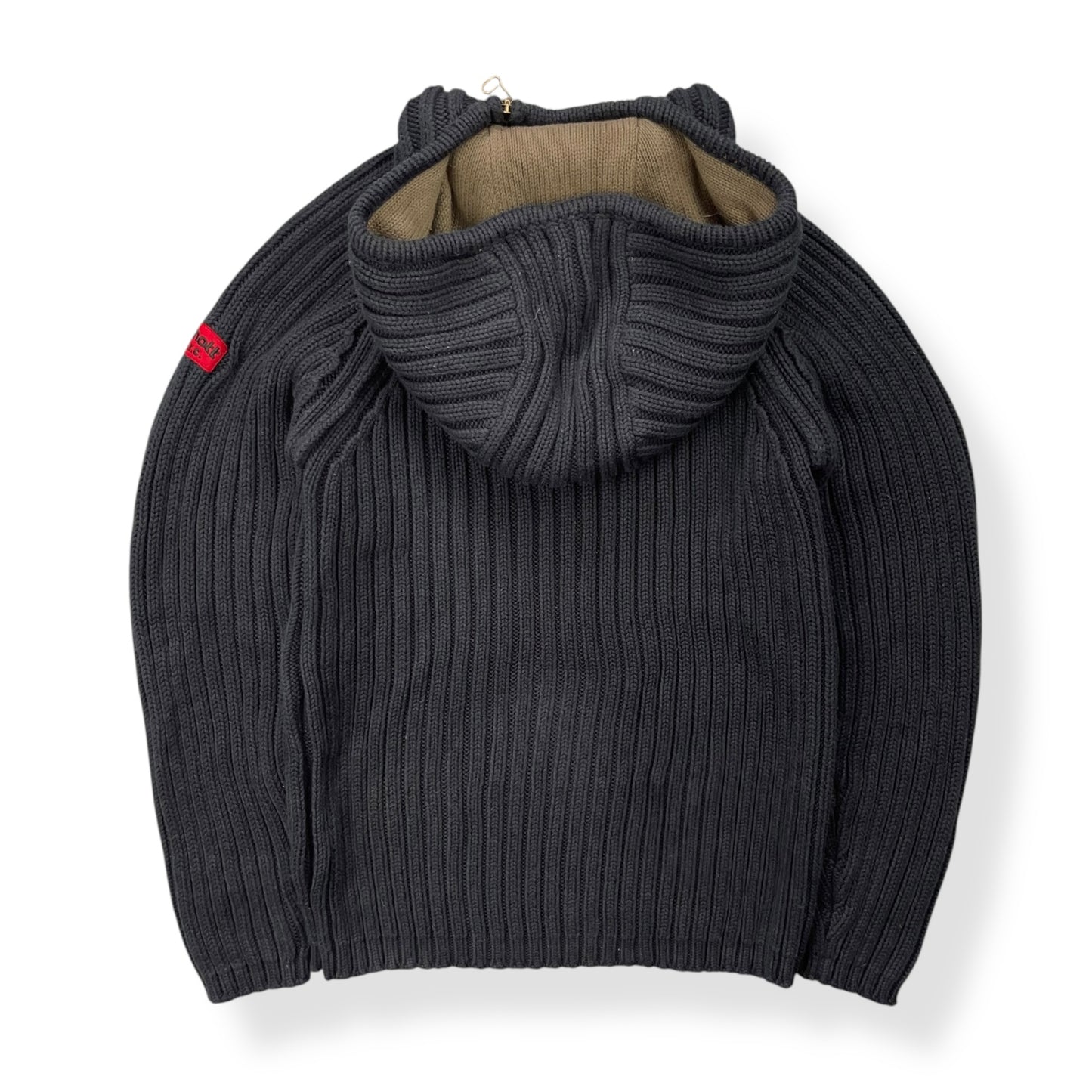2000's Schott NYC Knitted Asymmetric Zip Balaclava Hoodie (S)