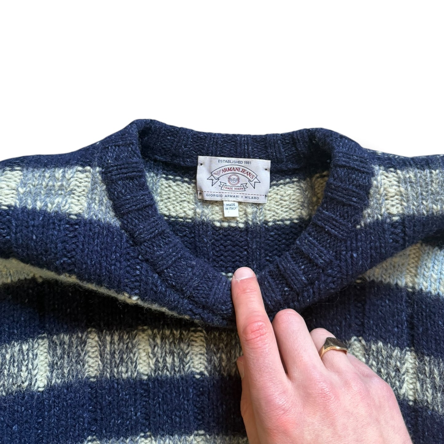1990's Armani Jeans Striped Knitted Jumper (M)