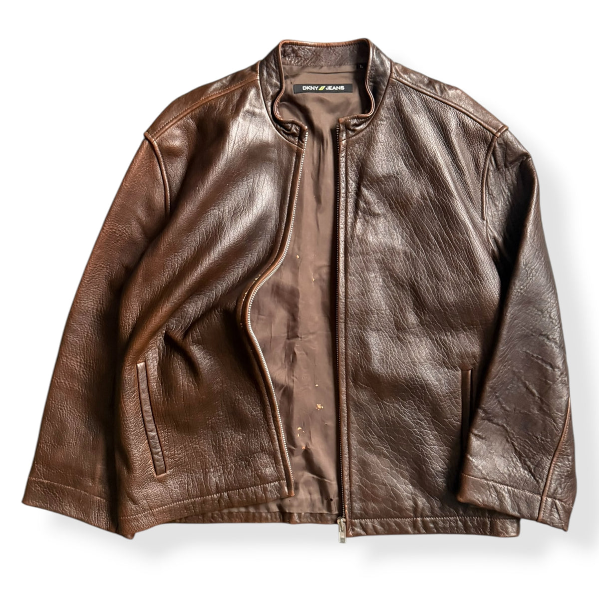 2000's DKNY Jeans Leather Jacket (L)