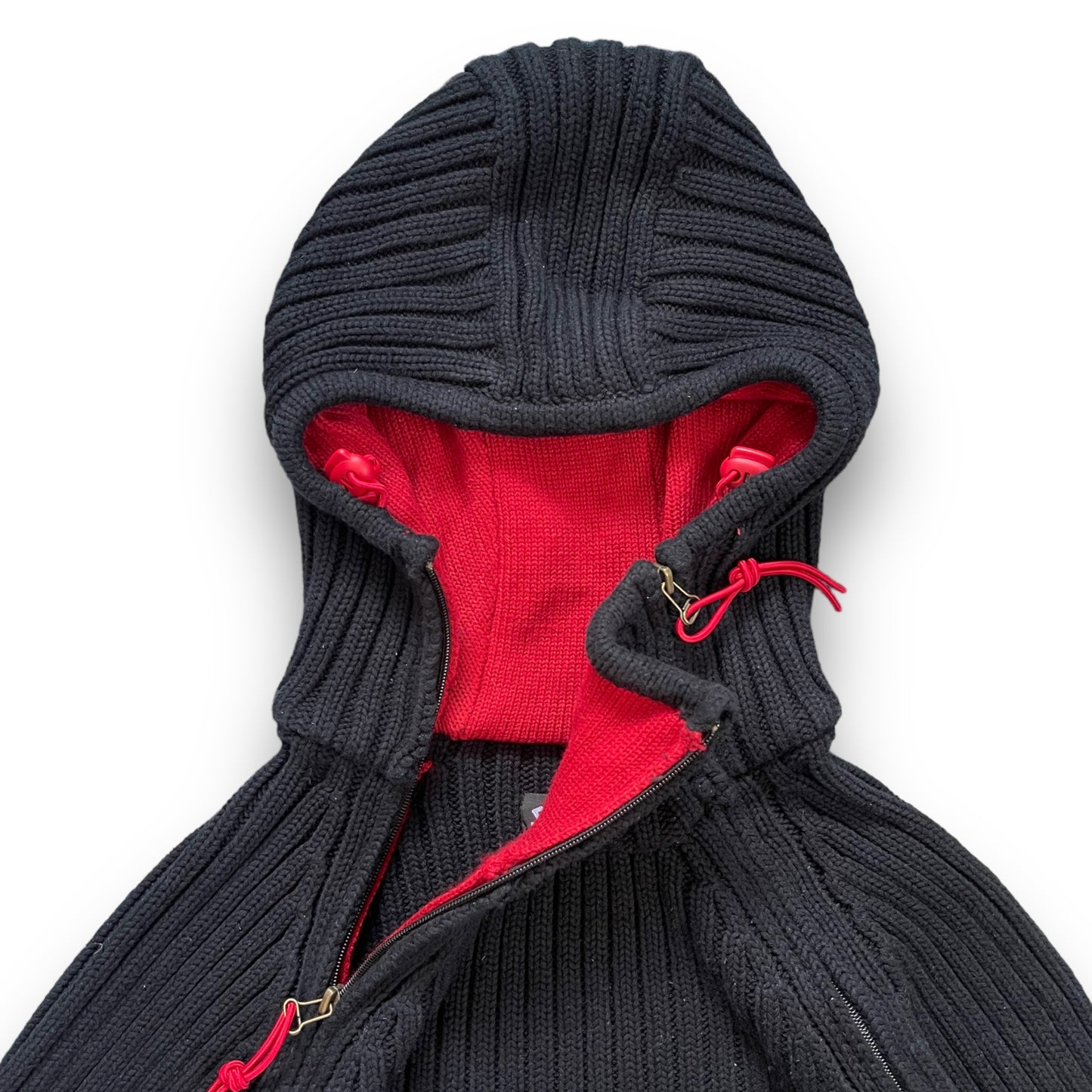 2000's Schott NYC Dual Zip Knitted Balaclava Hoodie (L)