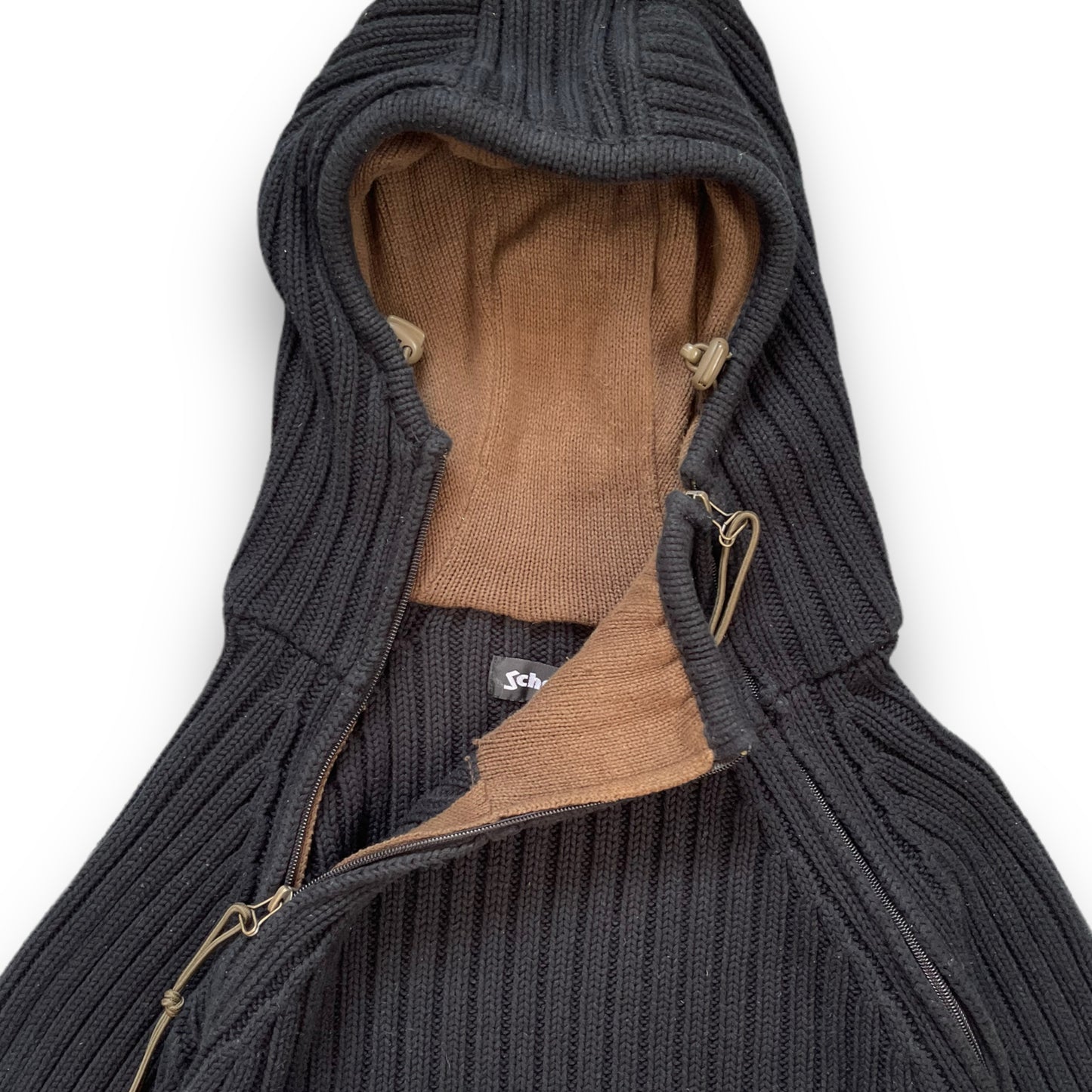 2000's Schott NYC Dual Zip Knitted Balaclava Hoodie (XL)