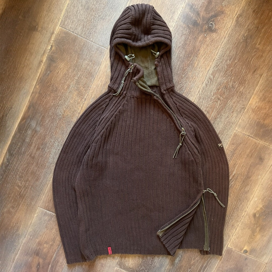 2000's Schott NYC Dual Zip Knitted Balaclava Hoodie (M)