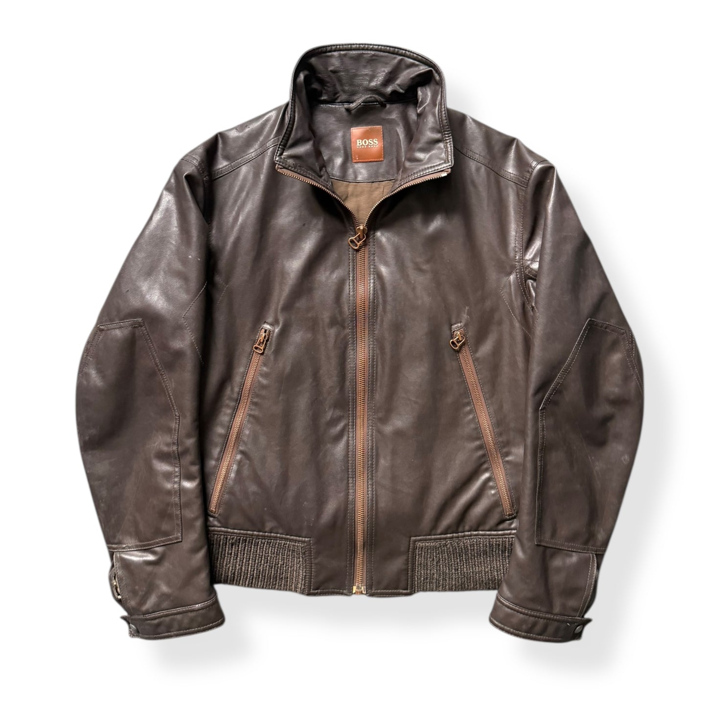 2000's Hugo Boss 'Orange' Leather Jacket (M)