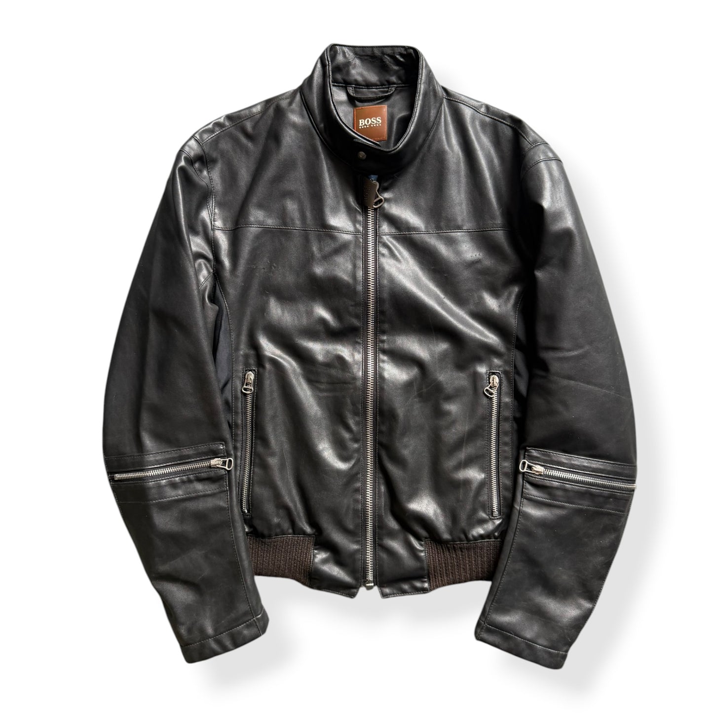 2000's Hugo Boss 'Orange' Multizip Leather Jacket (M)