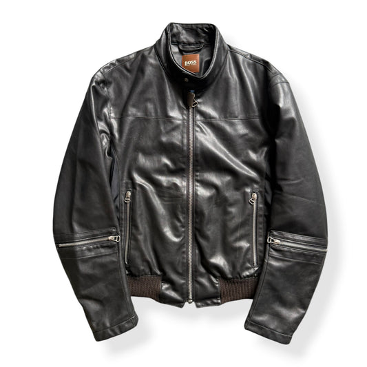 2000's Hugo Boss 'Orange' Multizip Leather Jacket (M)