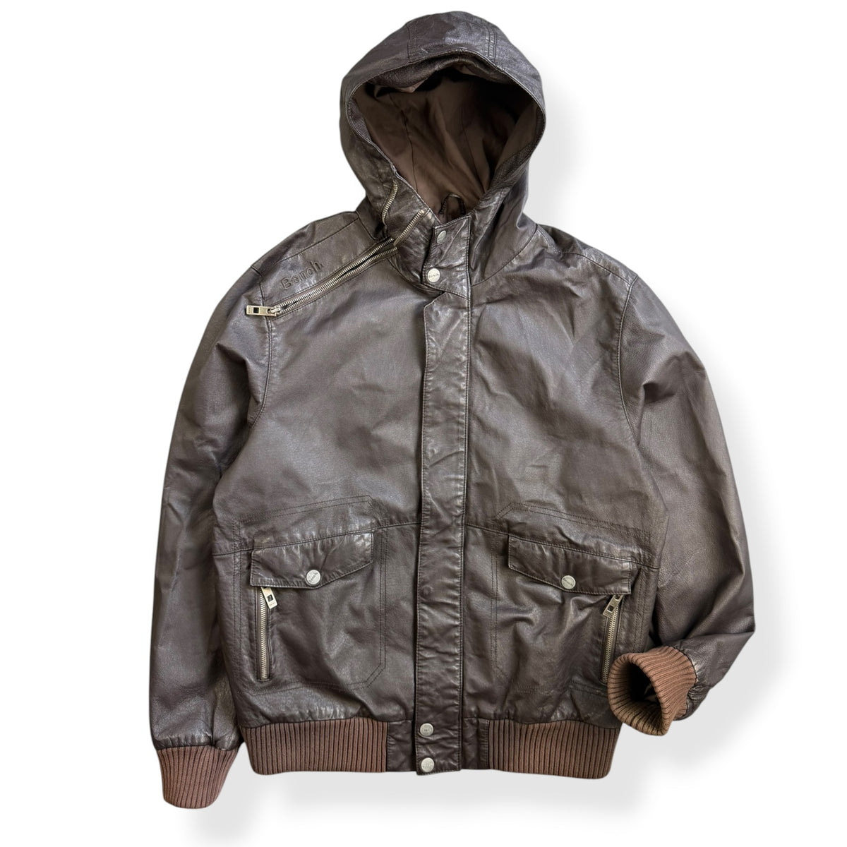 2000's Bench Asymmetric Zip Leather Jacket (L)