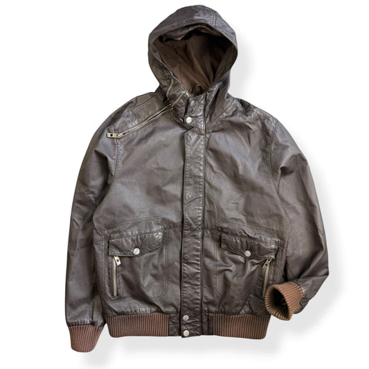 2000's Bench Asymmetric Zip Leather Jacket (L)