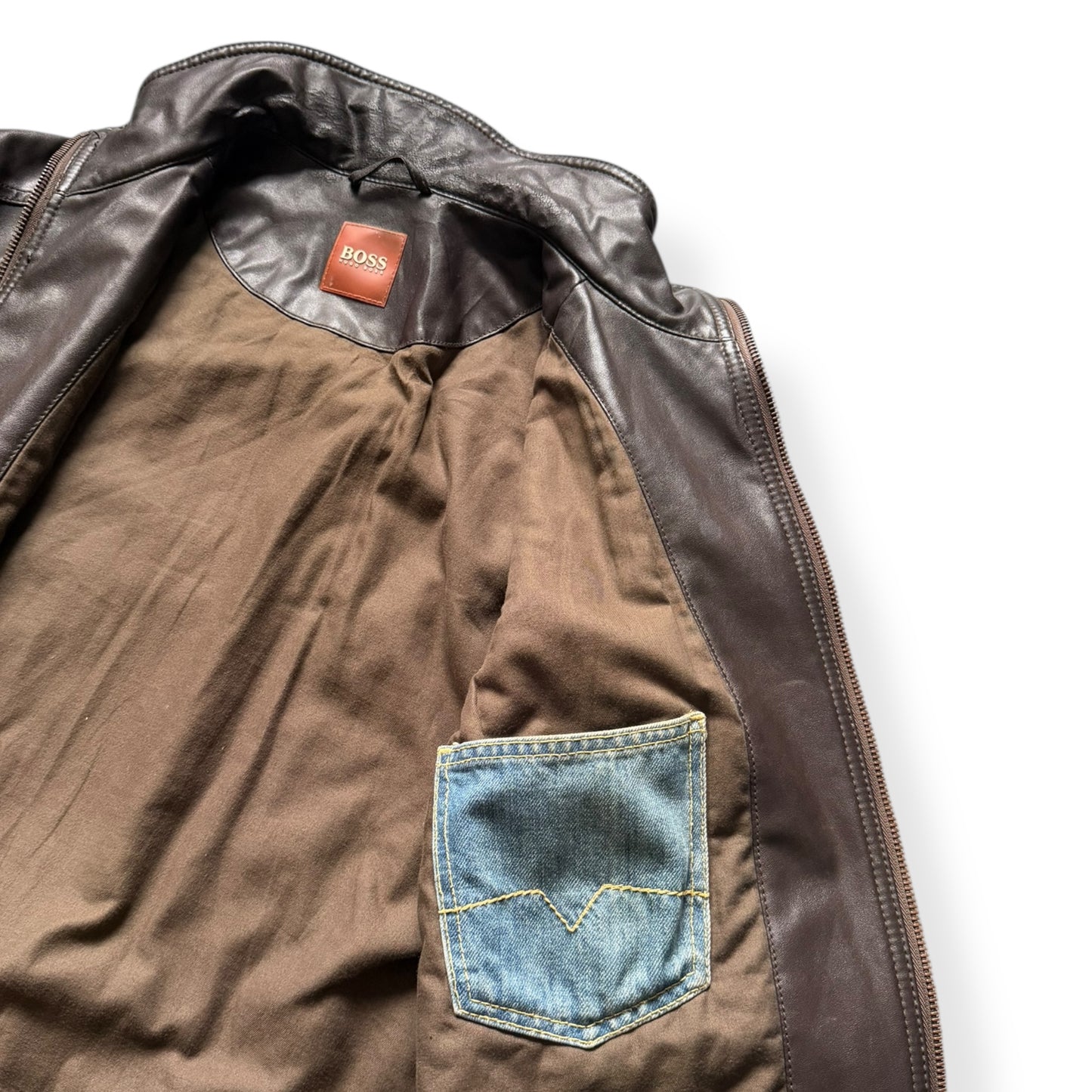 2000's Hugo Boss 'Orange' Leather Jacket (M)